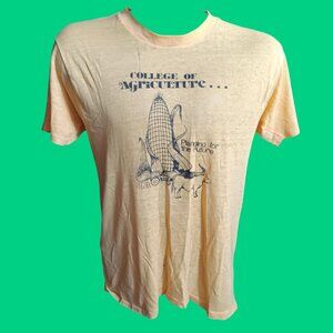 Vintage T-shirt Single Stitch Large 1970's University Nebraska Agriculture Mesh